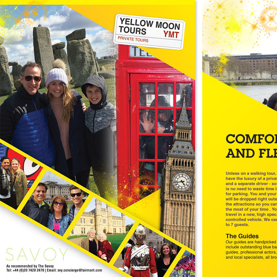 Brochure Design front cover - Yellow Moon Tours