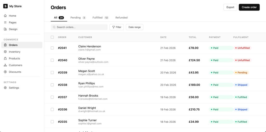 Squarespace order panel - link with Royal Mail